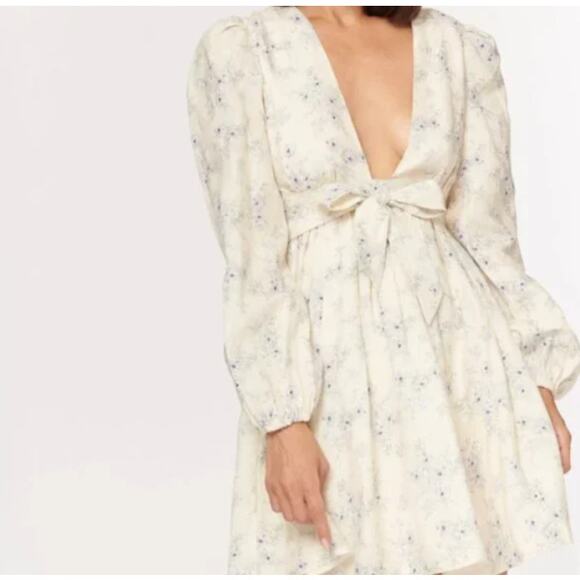 Cami NYC Meri Dress 100% Linen Long Sleeve Mini Dress Size Medium - Picture 8 of 8